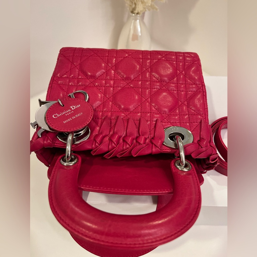 🎀Christian Dior Lady Dior Bag Bow Cannage Quilt Lambskin LIMITED EDITION - Picture 12 of 17